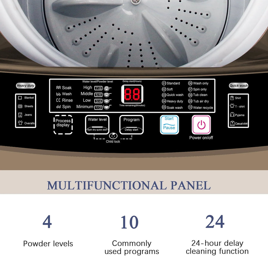 Full-Automatic 17.7 lbs Portable Compact Laundry Washer with Drain Pump U296