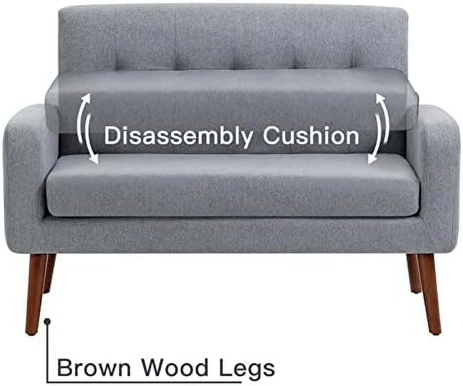 50'' Modern Fabric Loveseat Sofa Grey F382240