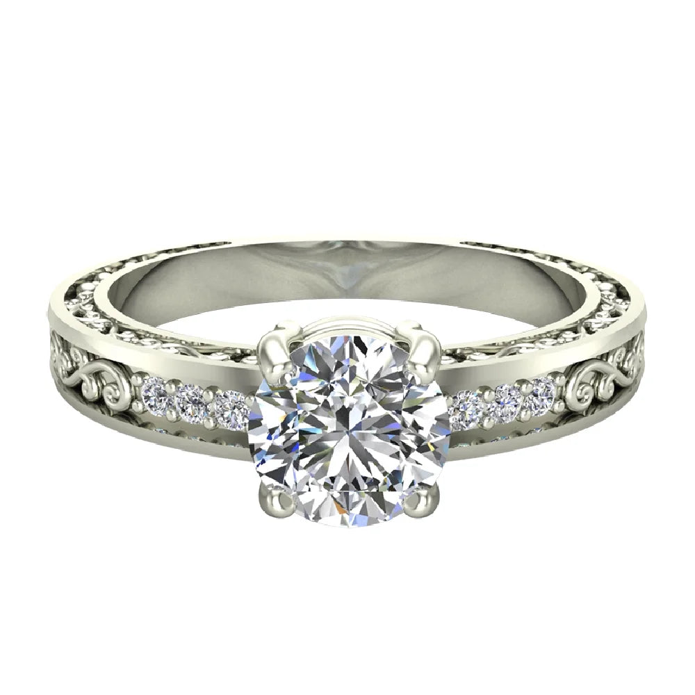 18K White Gold Solitaire Wedding Ring L876174