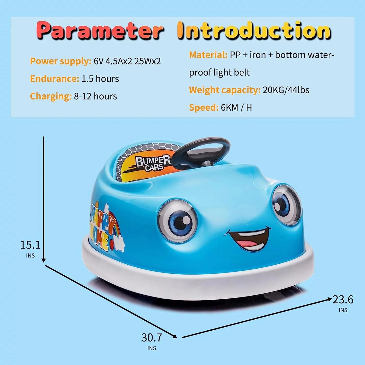 Blue 12V Electric Bumper Car for Kids A4027