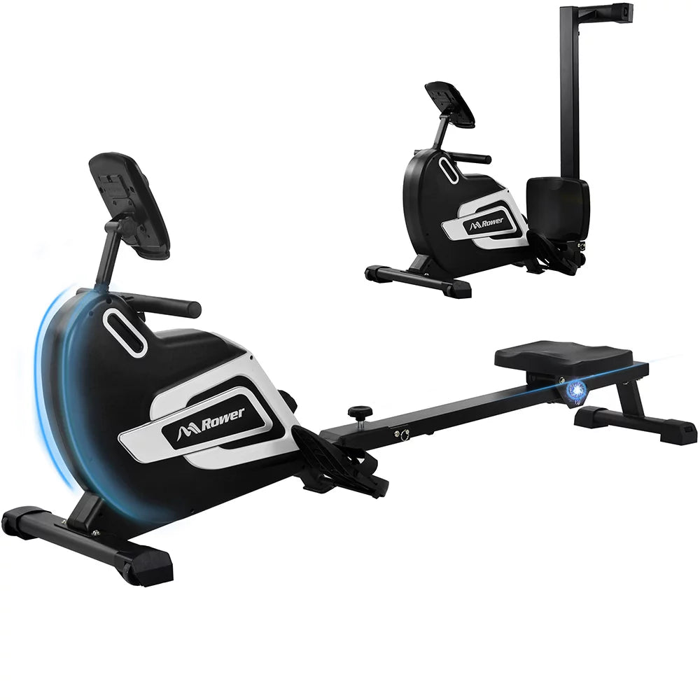 Magnetic Rowing Machine Folding 330lb Weight Capacity Silver Q50467