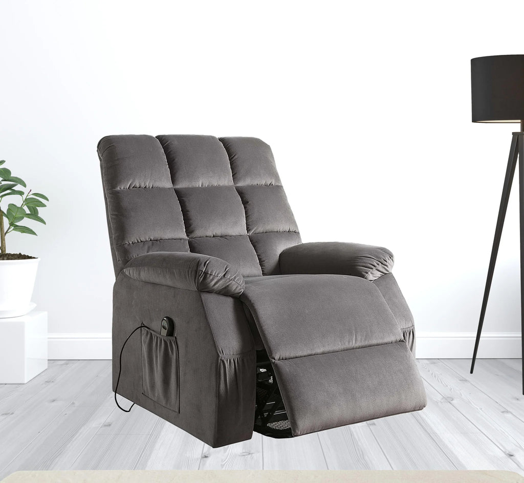 Gray Velvet Power Lift Recliner L197