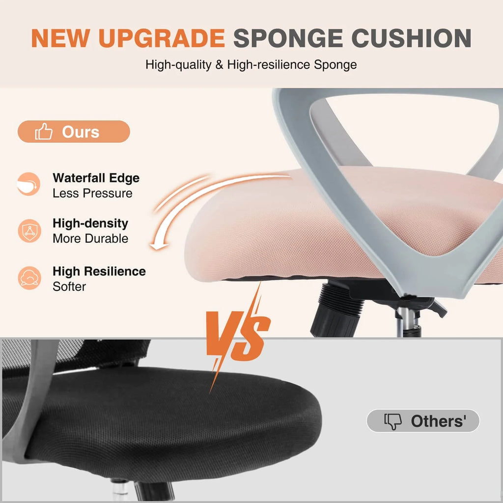 Pink Ergonomic Mesh Office Chair with Lumbar Support and Arms N126