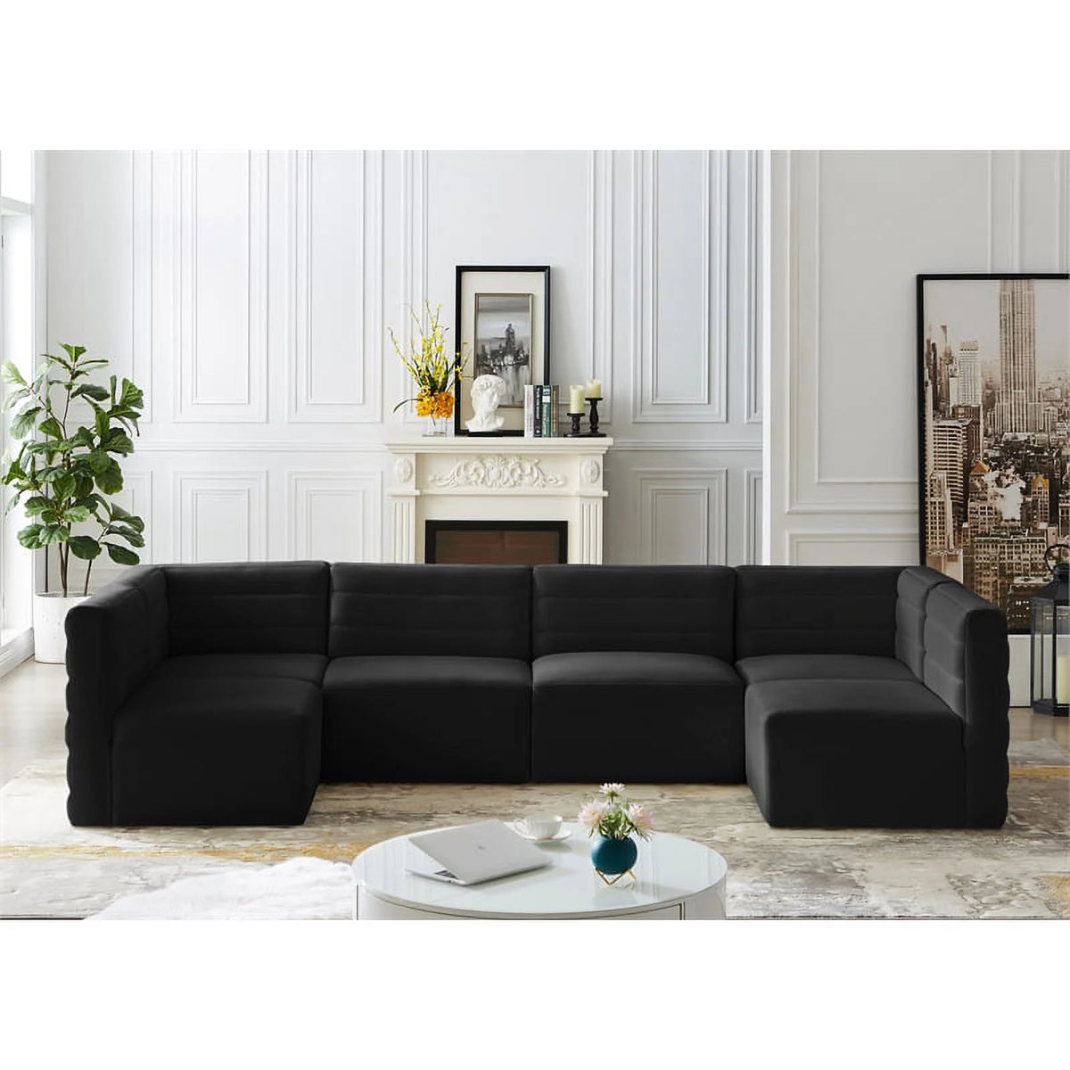 Black Velvet Modular Sectional D628