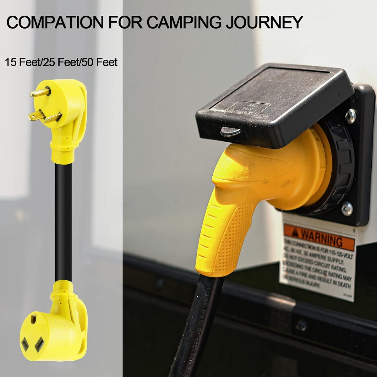 30 Amp RV Extension Cord 50 Feet Yellow Q6416