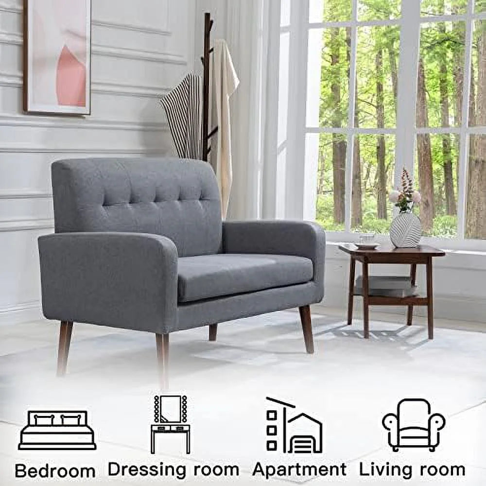 50'' Modern Fabric Loveseat Sofa Grey F382240