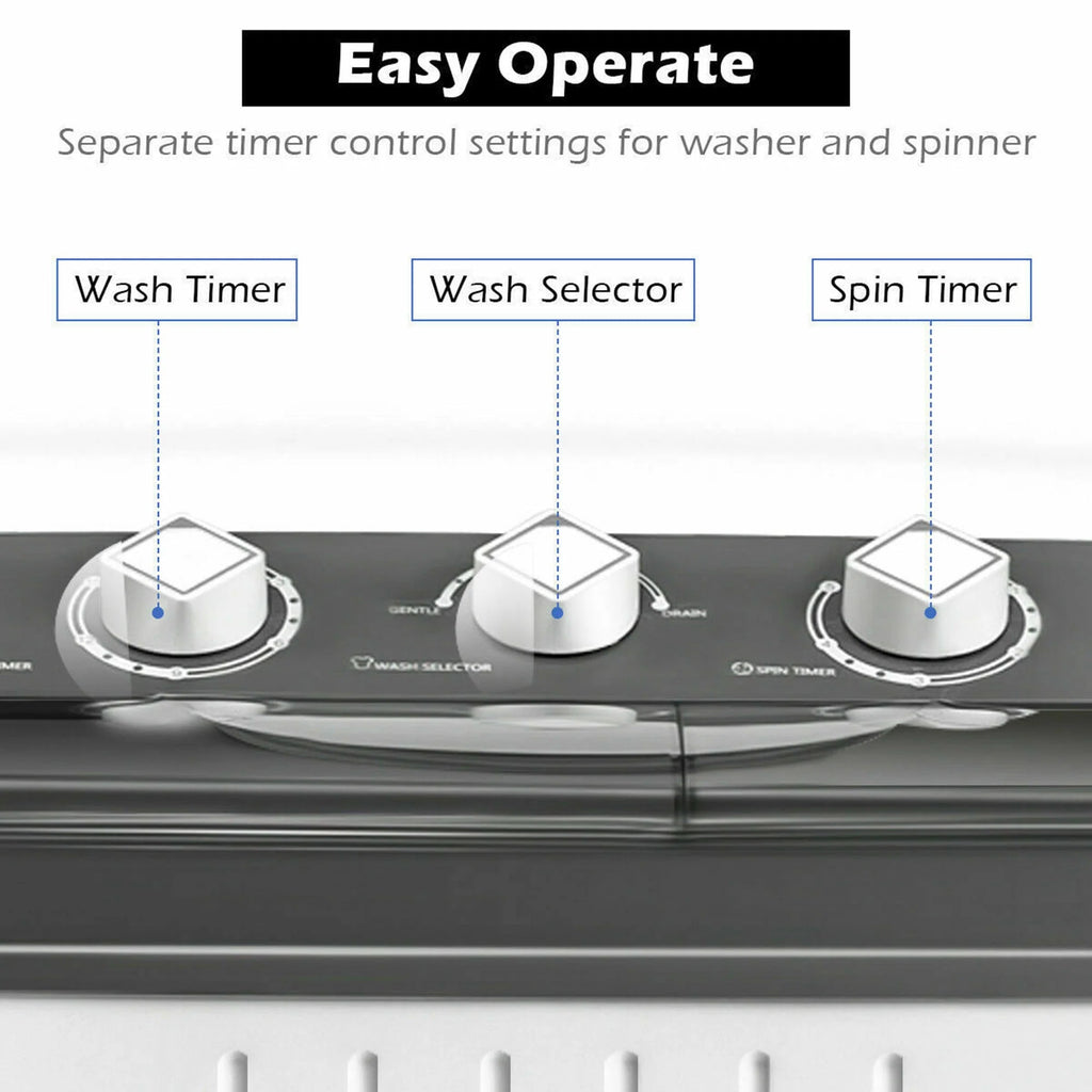20 lbs Capacity Portable Twin Tub Washer Spinner H70691