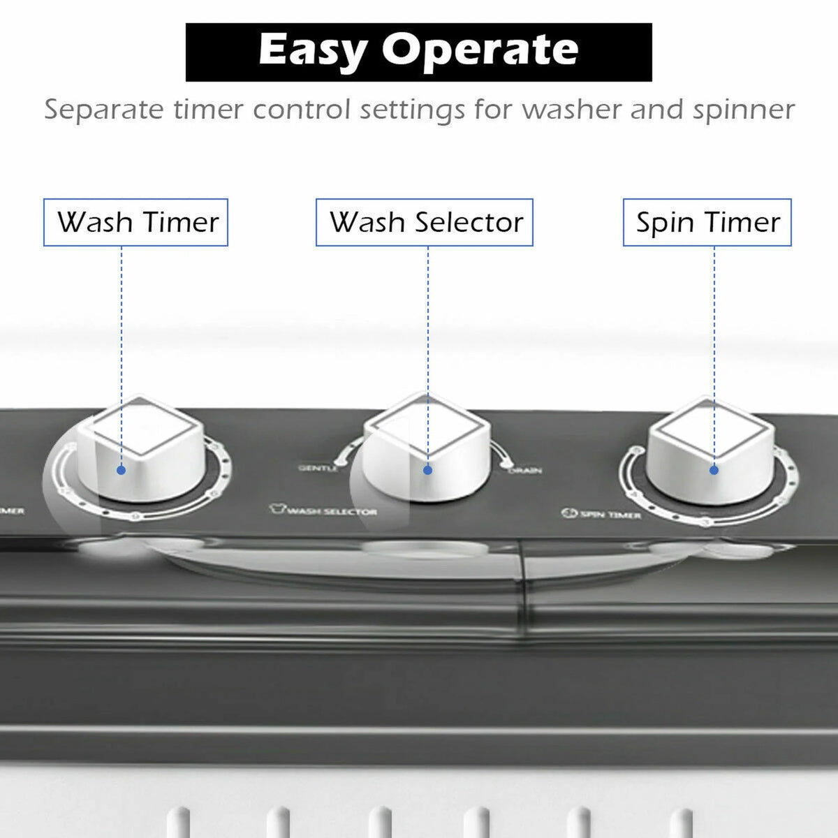 20 lbs Capacity Portable Twin Tub Washer Spinner H70691