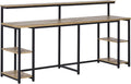 Brown Double Computer Desk with Monitor and CPU Stand R70374