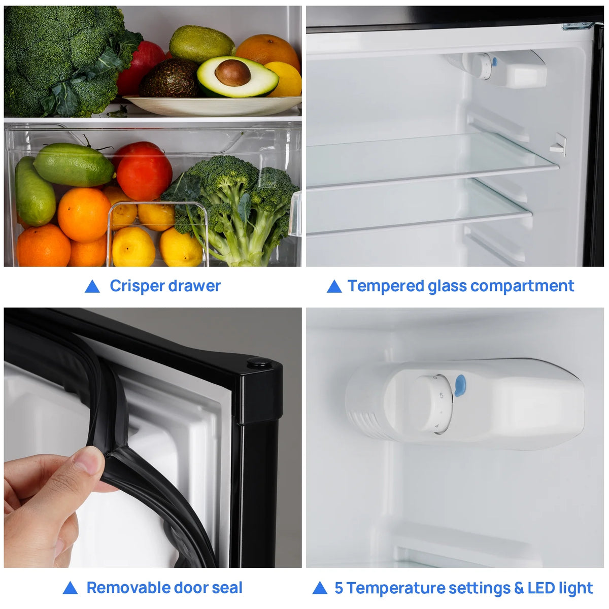 4.0 Cu.Ft Black Compact Refrigerator with Freezer E358