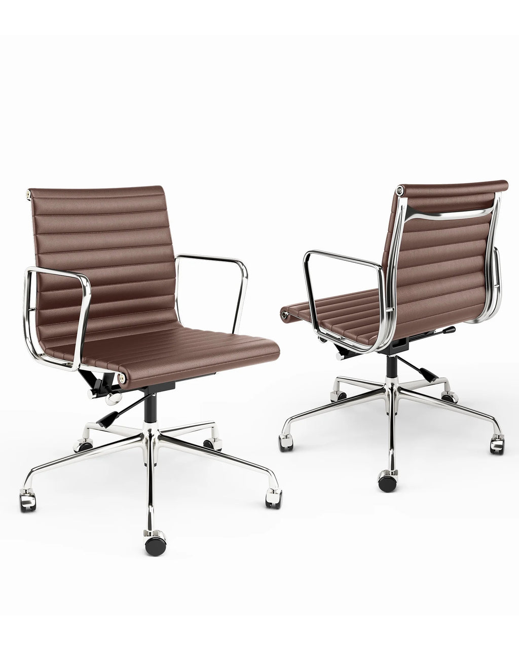 Ribbed Genuine Leather Black Office Chair X97152