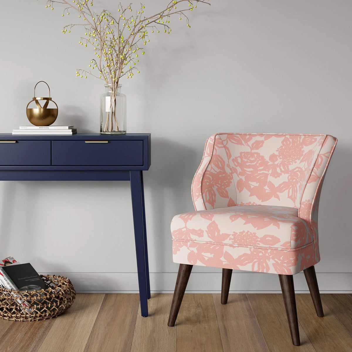 Pink Rose Mid Century Armchair N757