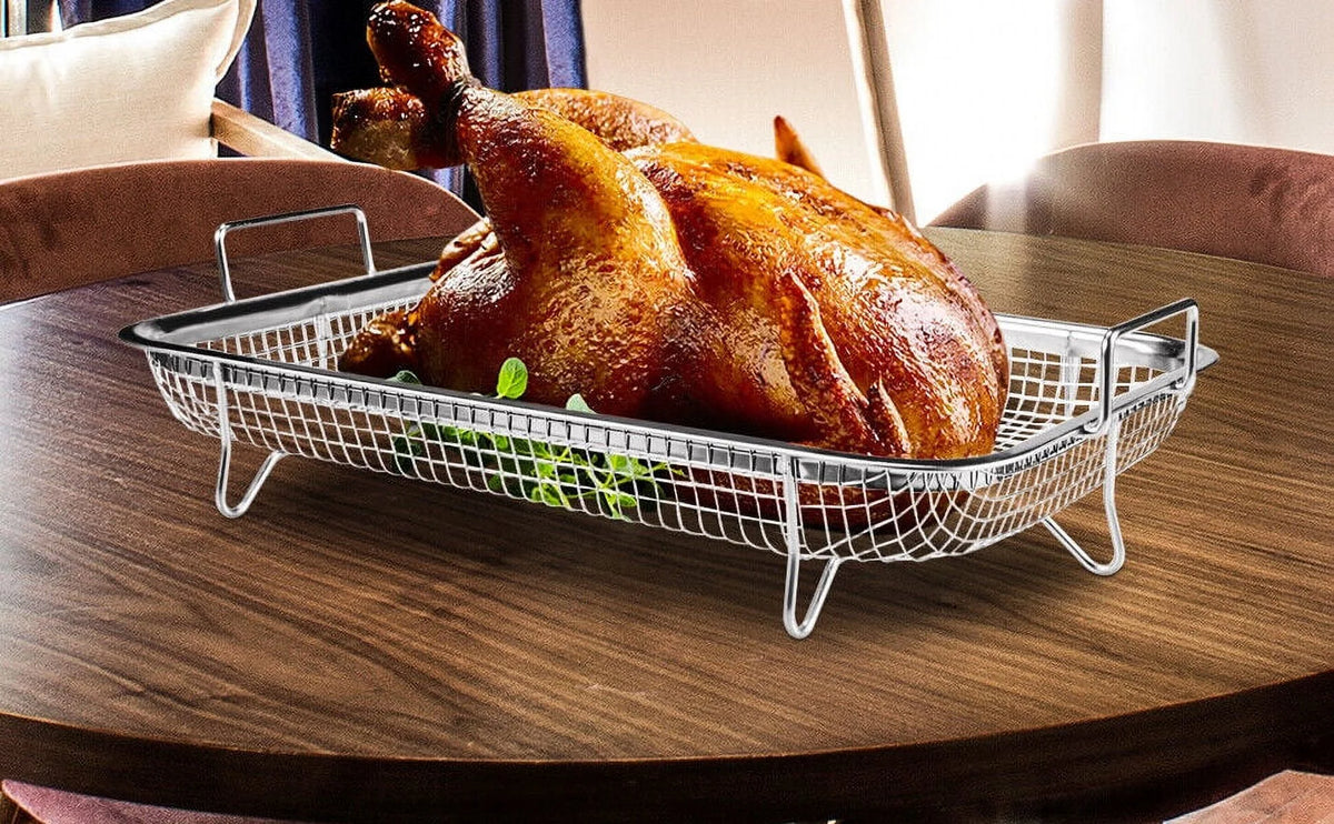 Stainless Steel Grill Basket 2pc Air Fryer Basket For Oven Q434024