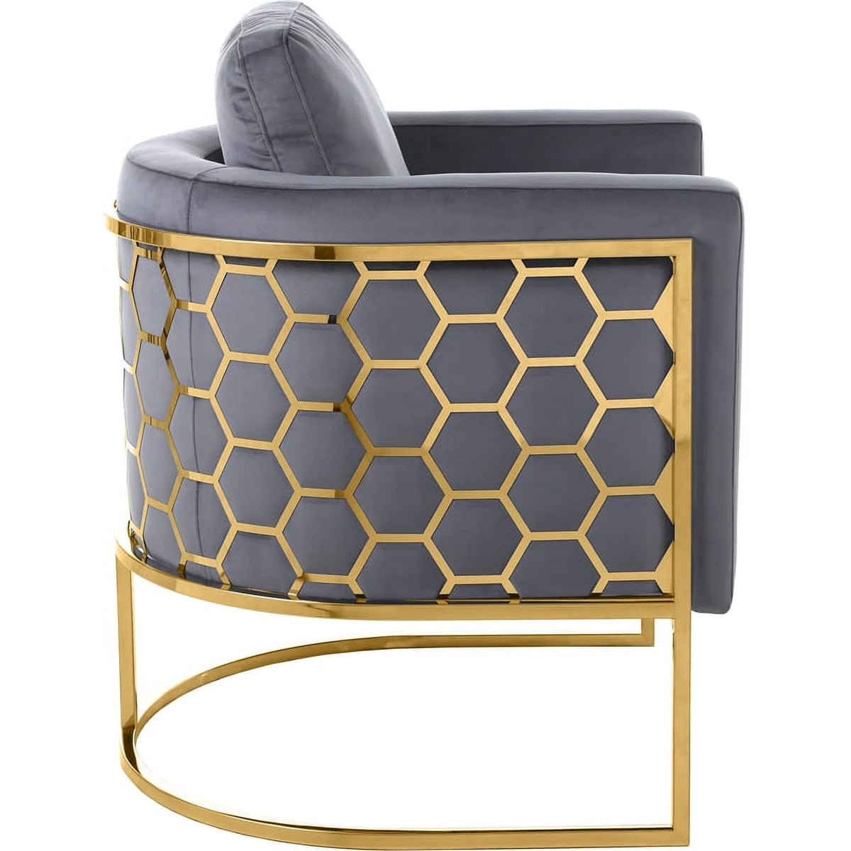 Gray Velvet Chair with Gold Iron Metal Base G66089
