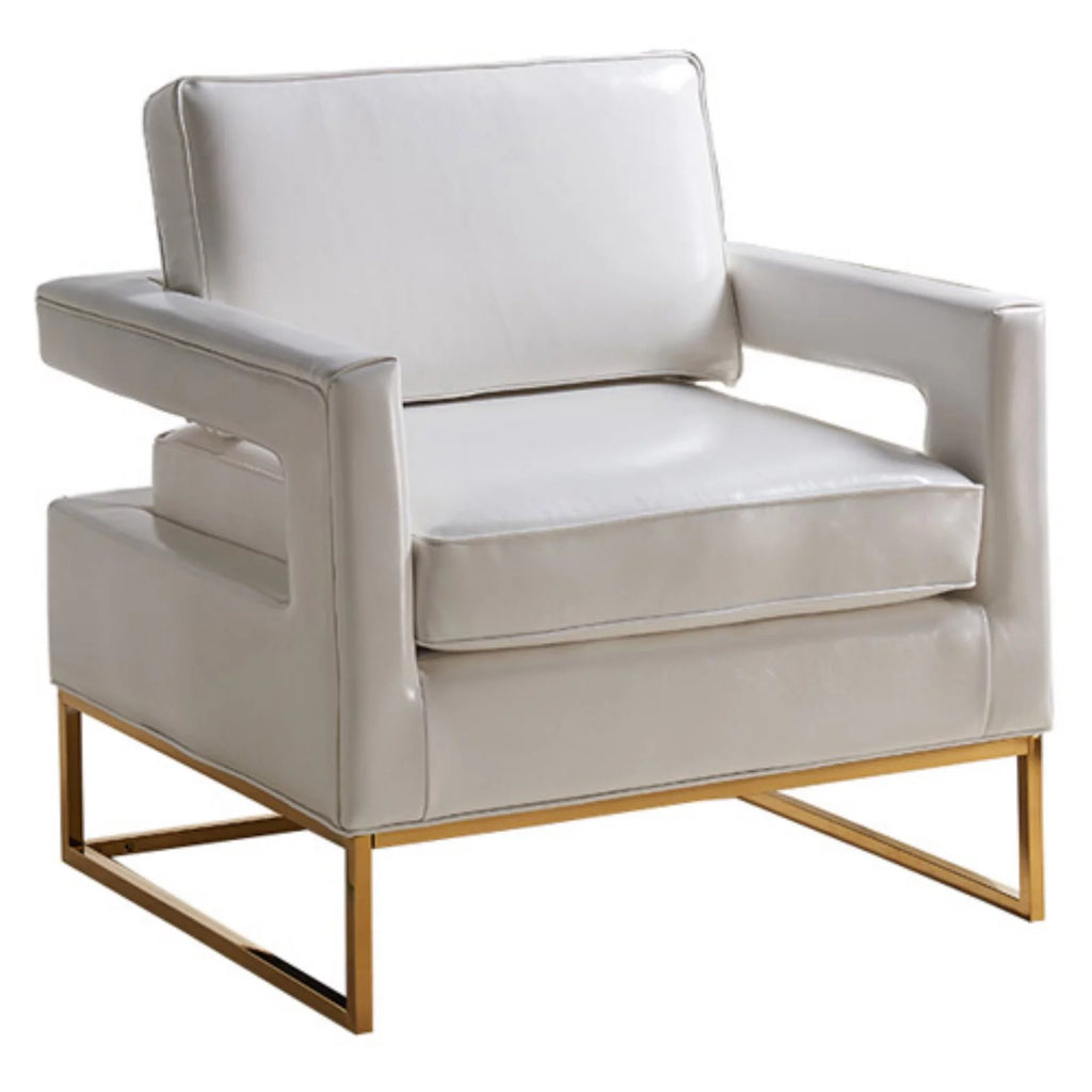 White Vegan Leather Accent Chair V883894