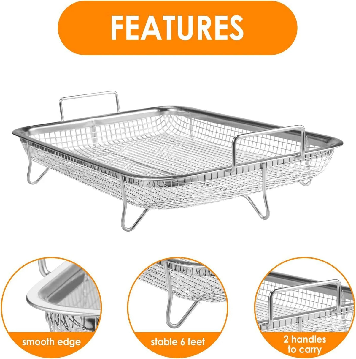 Stainless Steel Grill Basket 2pc Air Fryer Basket For Oven Q434024