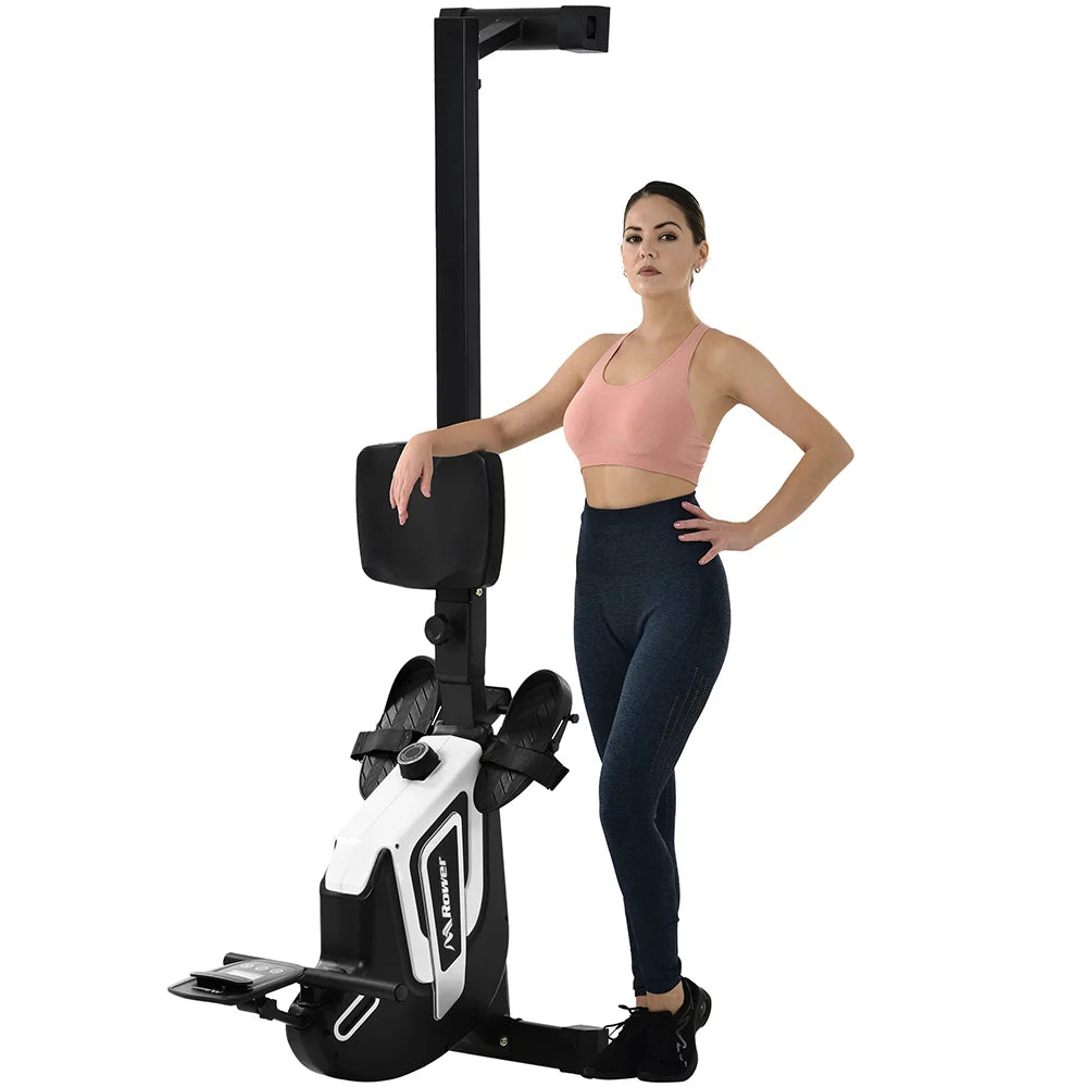 Magnetic Rowing Machine Folding 330lb Weight Capacity Silver Q50467