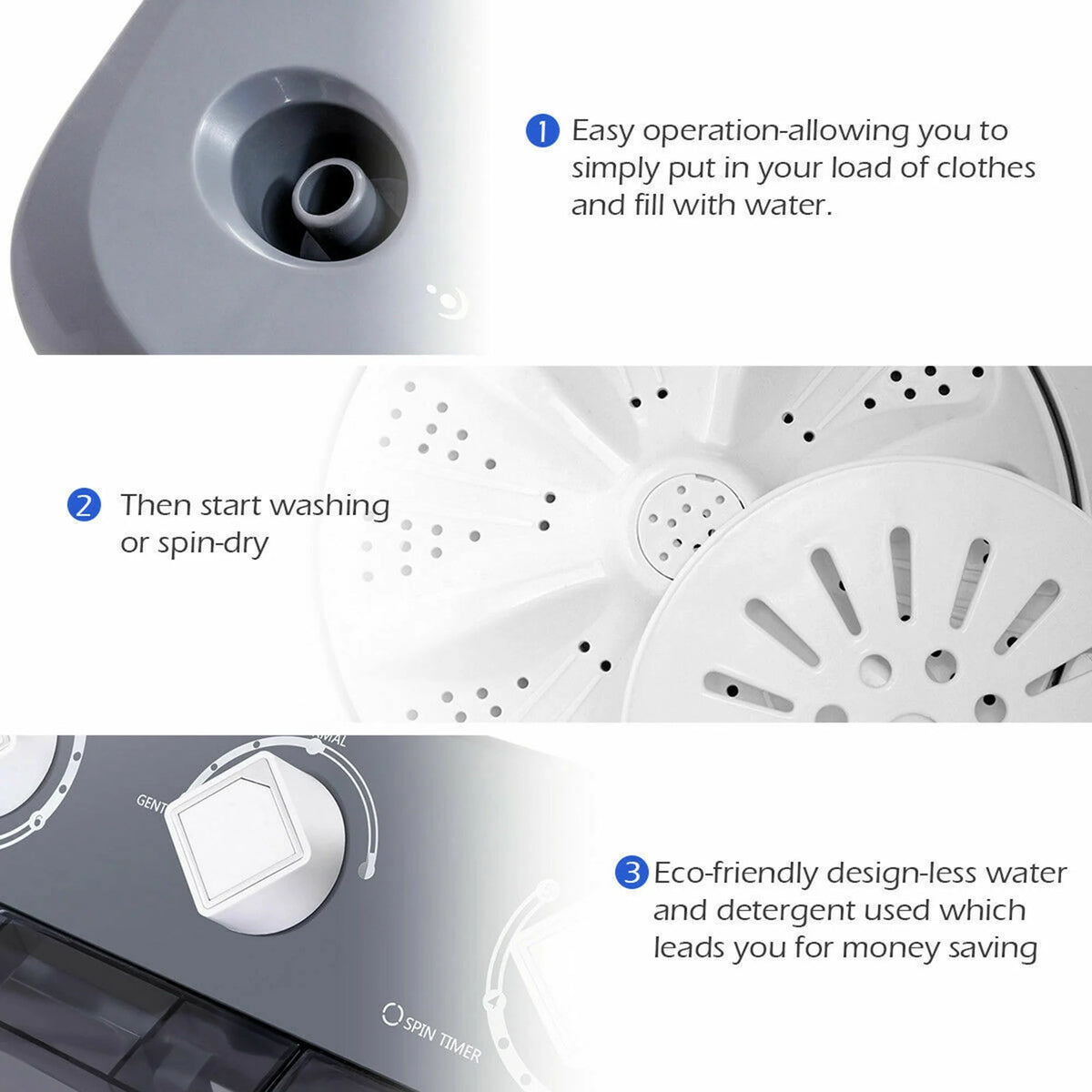 20 lbs Capacity Portable Twin Tub Washer Spinner H70691