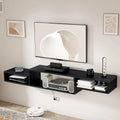 Wall Mounted Floating TV Stand with Power Outlet 59" Black J142887