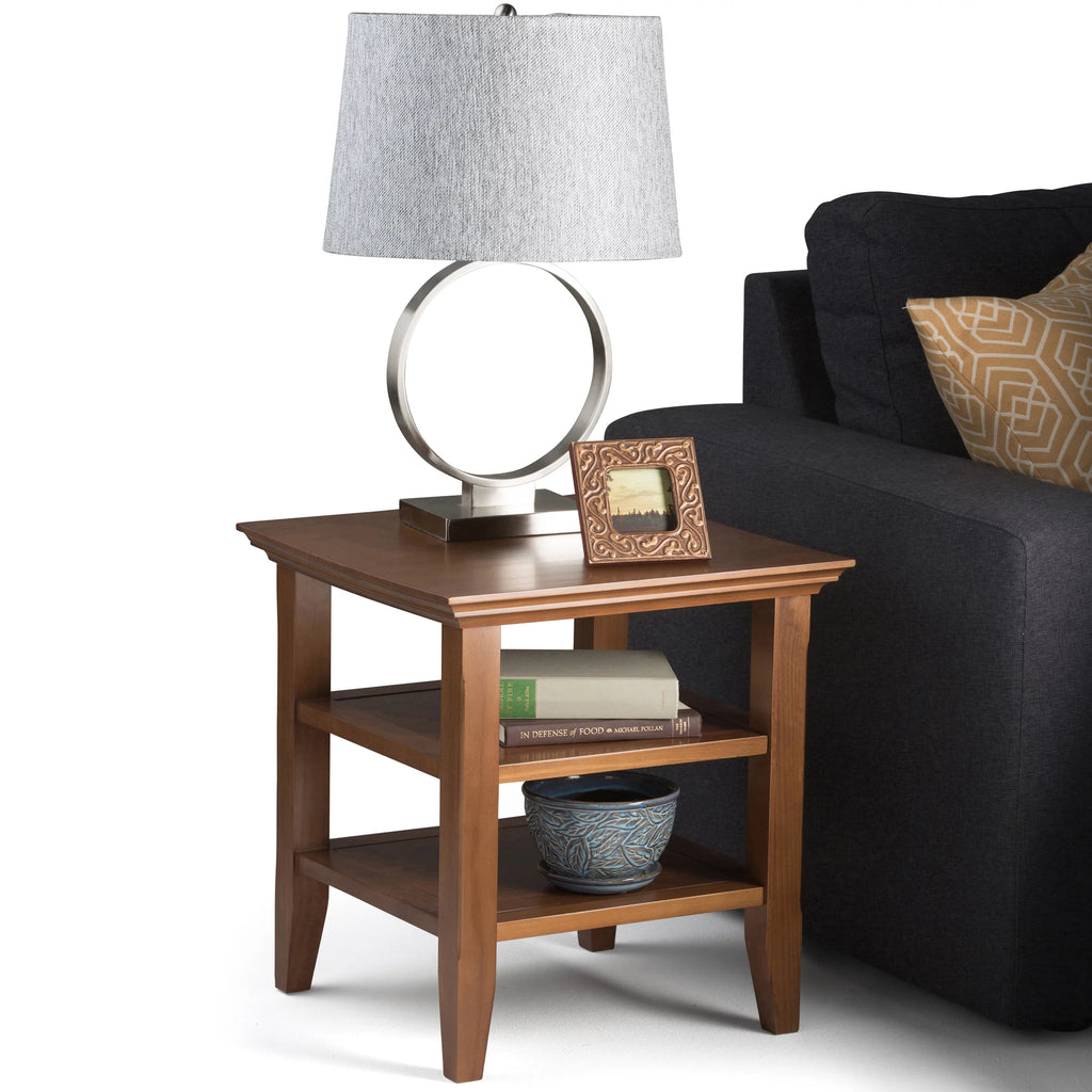 Wood 19" Square End Table in Light Golden Brown H443010