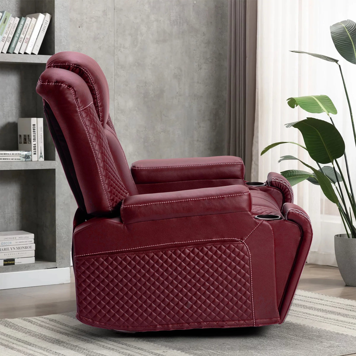 Claret Faux Leather Reclining Chair Set of 2 Z747082