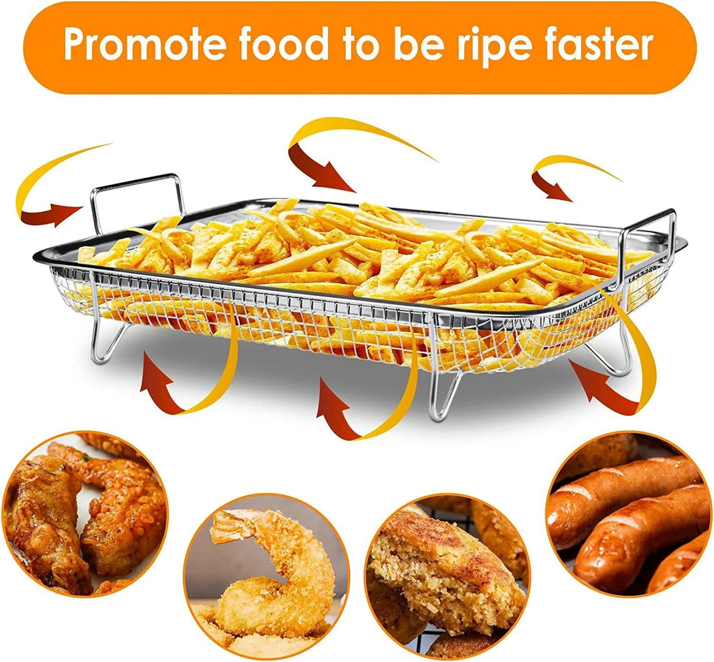 Stainless Steel Grill Basket 2pc Air Fryer Basket For Oven Q434024
