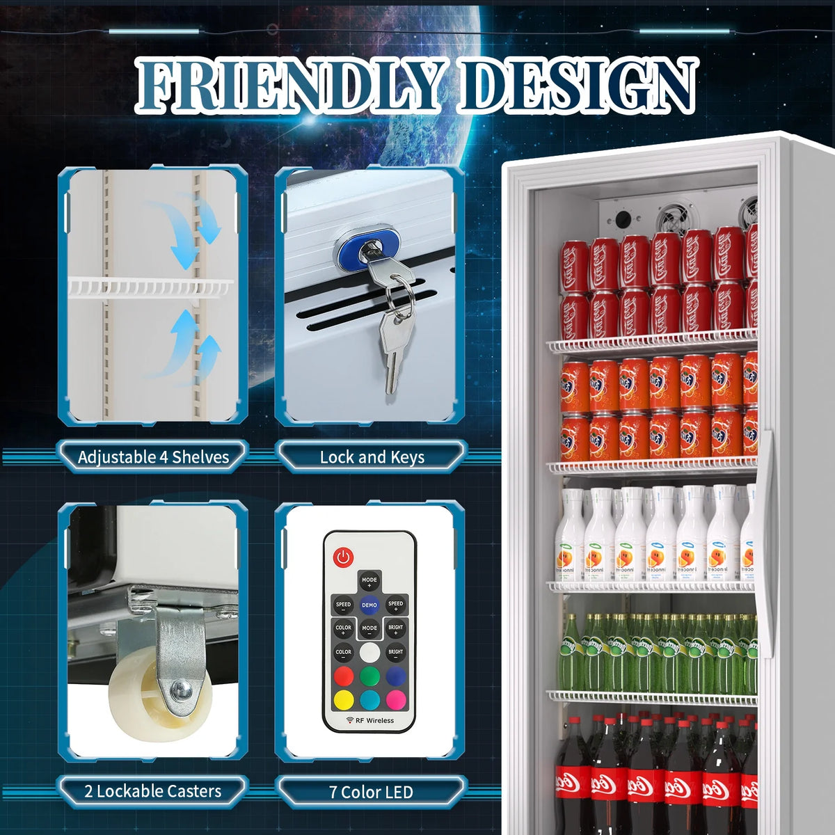 11 Cu.Ft Commercial Beverage Refrigerator with Lock and Wheels F128136