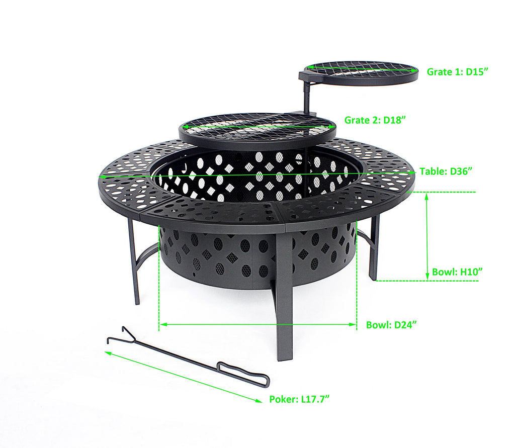 36 inch Round Wood Burning Metal Fire Pit A412