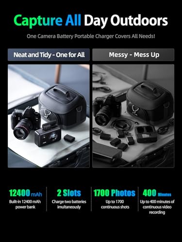 NP-W235 Dual Battery Fast Charger with 12400mAh Power Bank X6500