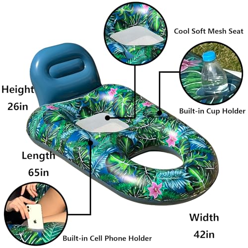 2 Pack Inflatable Pool Float Chairs with Cup Phone Holder J76038