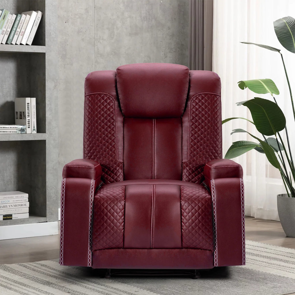 Claret Faux Leather Reclining Chair Set of 2 Z747082