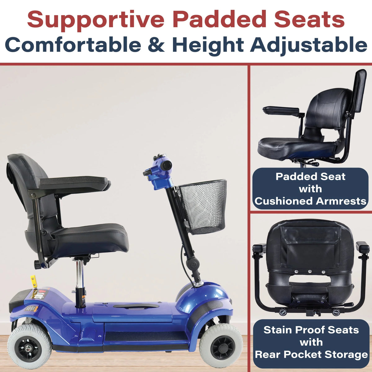 Blue 4 Wheel Folding Mobility Scooter Z952