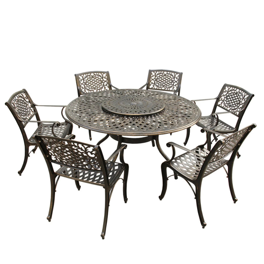 Aluminum 7 Piece Dining Set with Lazy Susan A78654