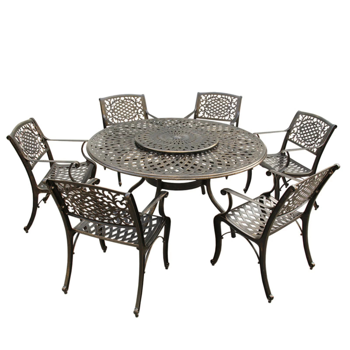 Aluminum 7 Piece Dining Set with Lazy Susan A78654