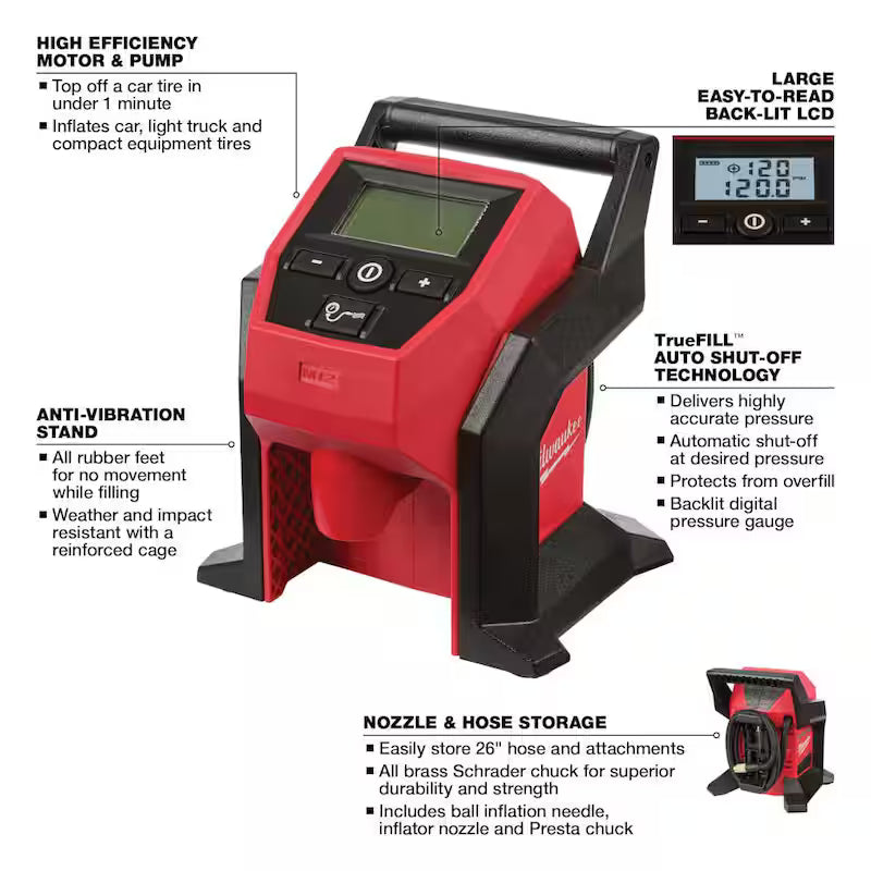 12-Volt Cordless Electric Inflator Kit with Battery Packs and Charger Z636