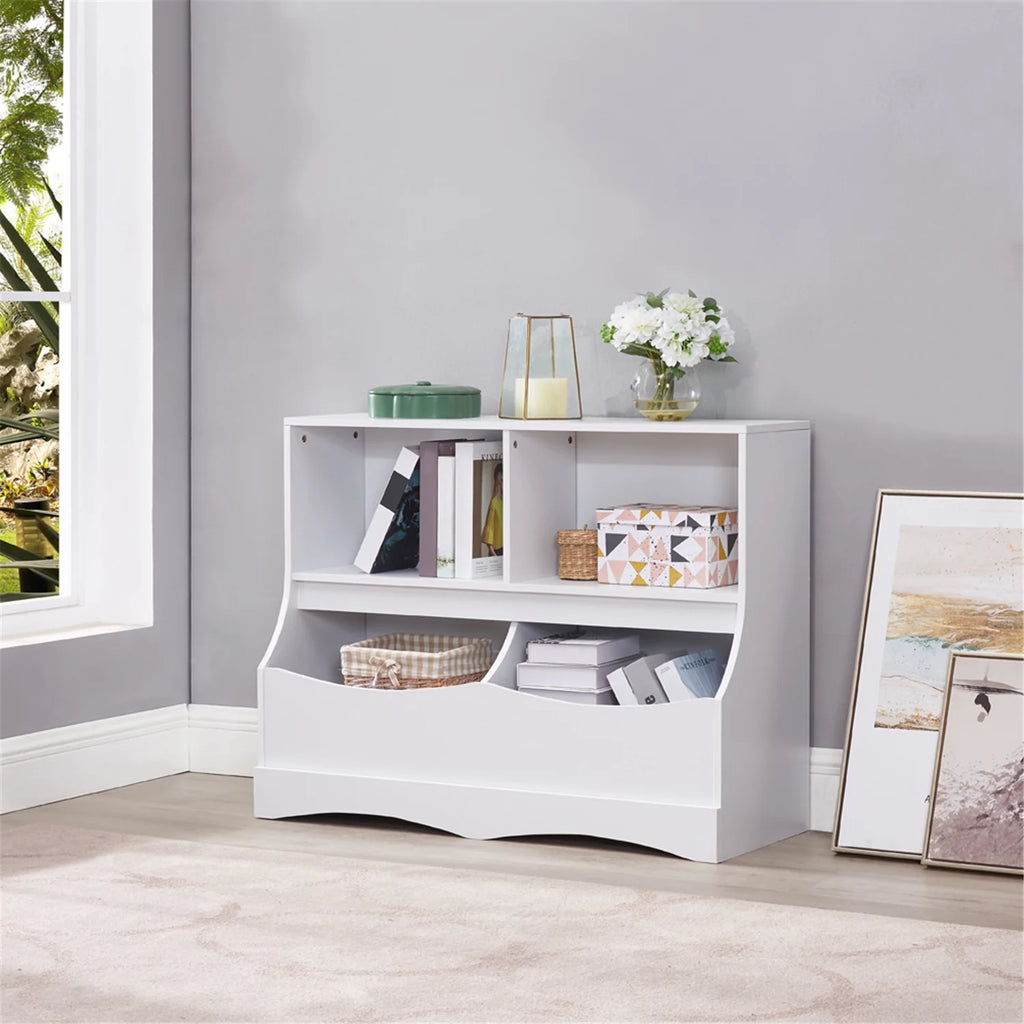 White Kids Toy Storage with Bookshelves Y63866
