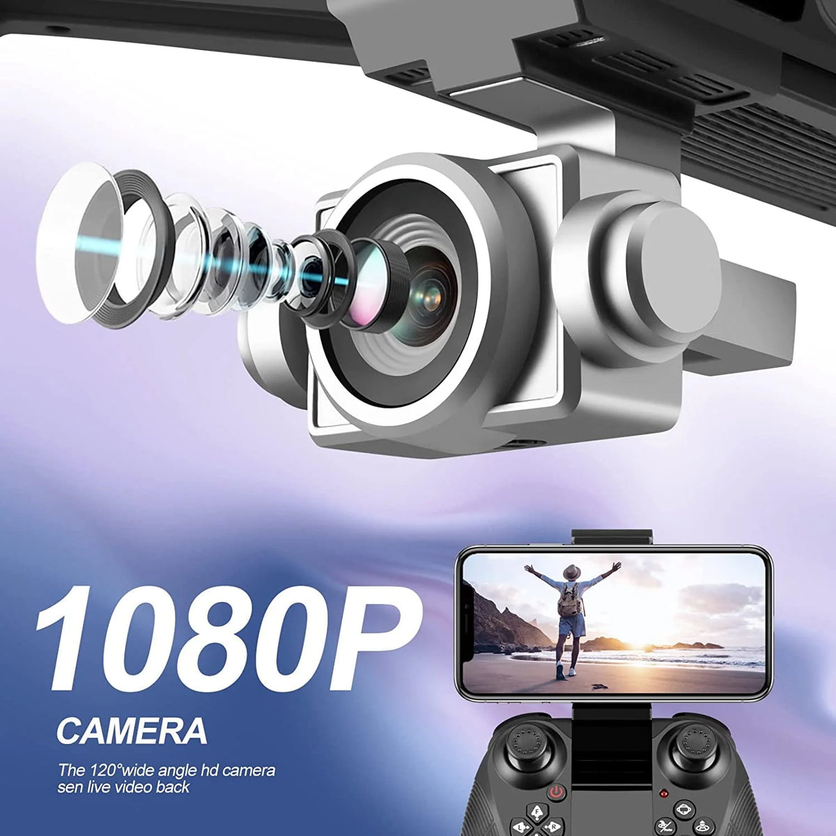 1080P HD Camera Wifi Drone with 2 Batteries A381