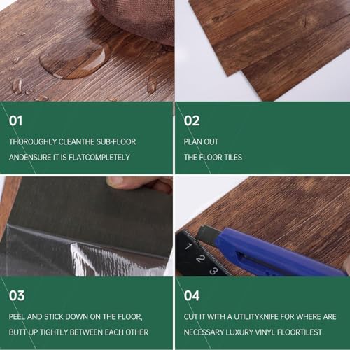Brown Peel and Stick Vinyl Flooring 36 Pack 54 Sq.Ft K2611
