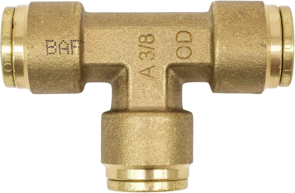 3/8" Tube OD Brass Push to Connect Union Tee Air Brake Tube Fitting (5 Pack) R6323