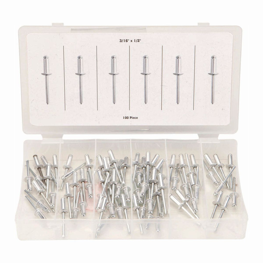 3/16 in. Aluminum Blind Rivet Set, 100 Piece W112754