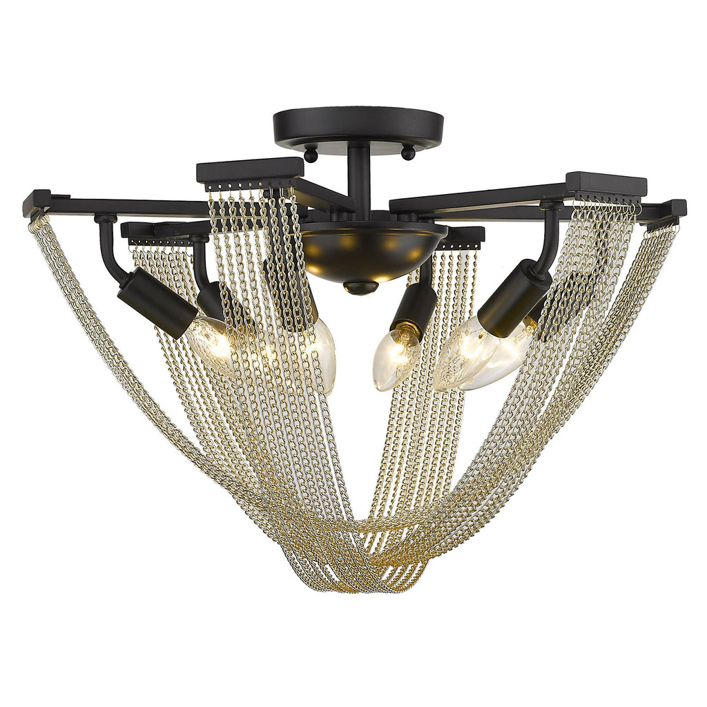 6 Light Semi-Flush Matte Black D7612
