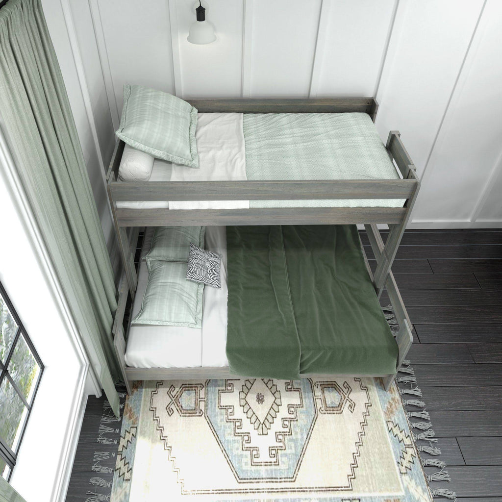 White Wash Farmhouse Twin XL/Queen Bunk Bed D676233