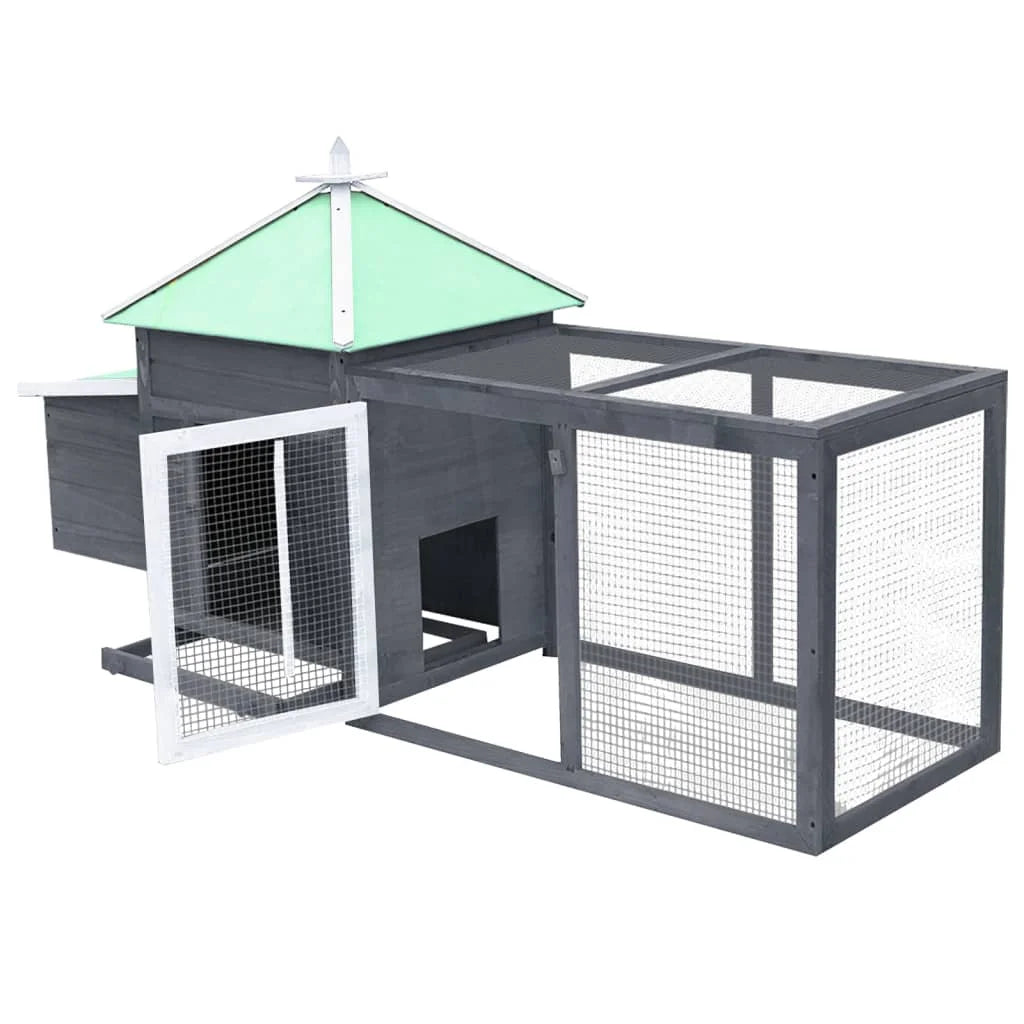 Gray Solid Firwood Chicken Coop with Nest Box L881