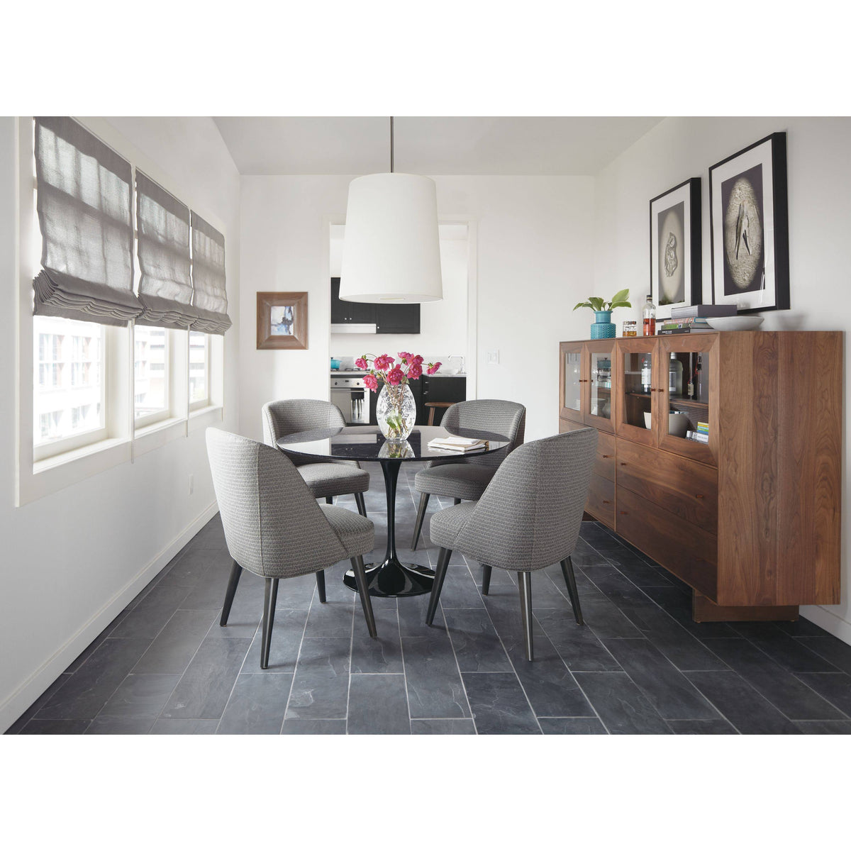 Modern Cora Side Chair in Tatum Moss with Charcoal Legs Green Brown Performance Fabric B782262