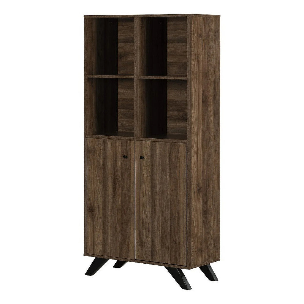 Contemporary Bookcase with Doors Natural Walnut X976398