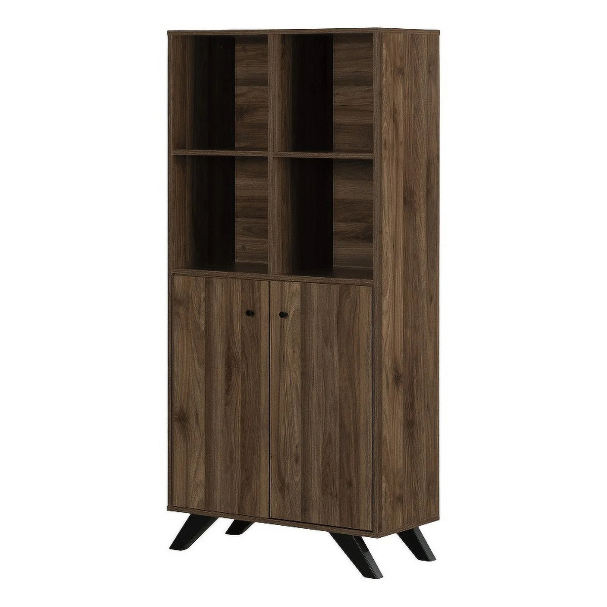 Contemporary Bookcase with Doors Natural Walnut X976398